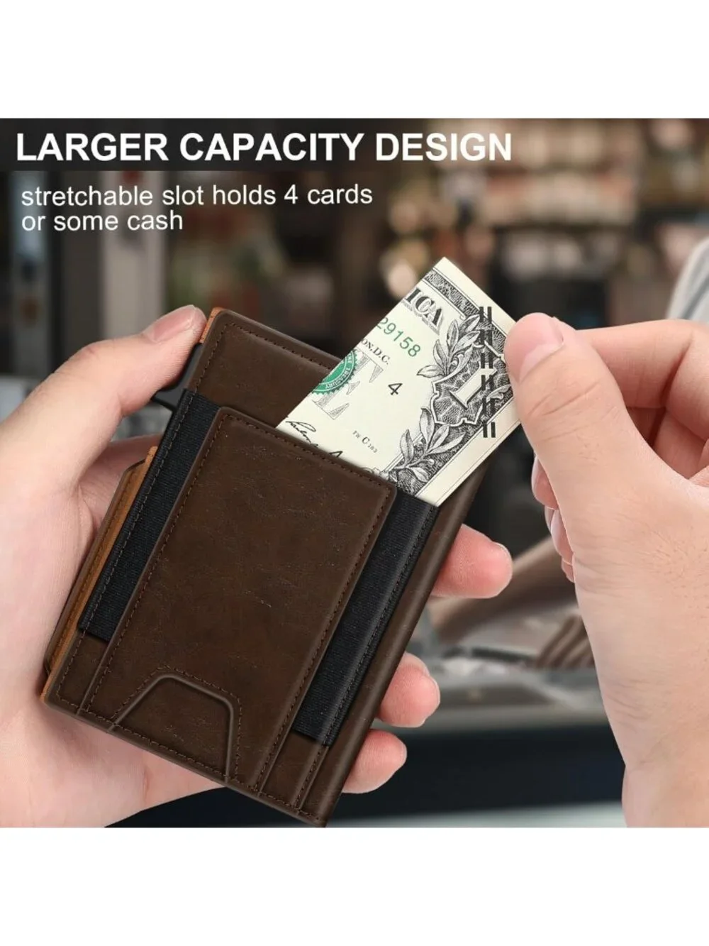 Slim Minimalist Wallet for Men - RFID Blocking Card Holder, ID Window & Cash